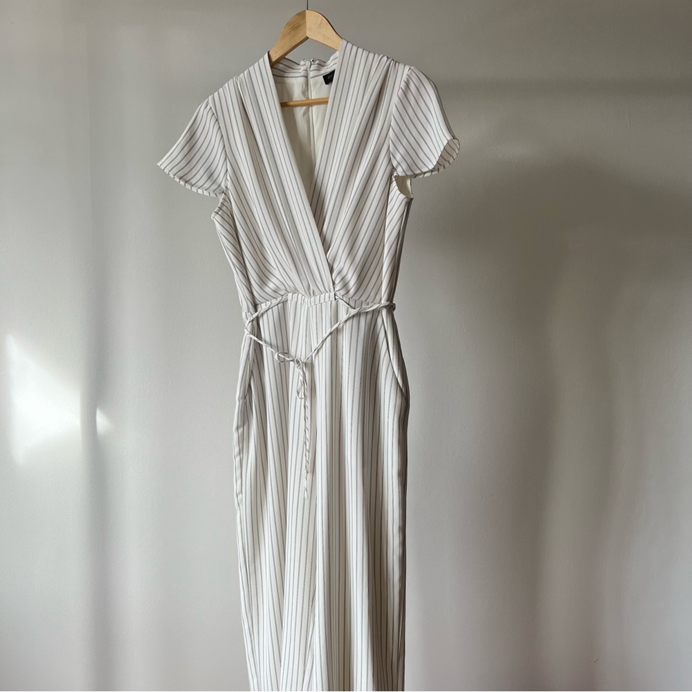 Donna Karan Striped White Jumpsuit Size 8